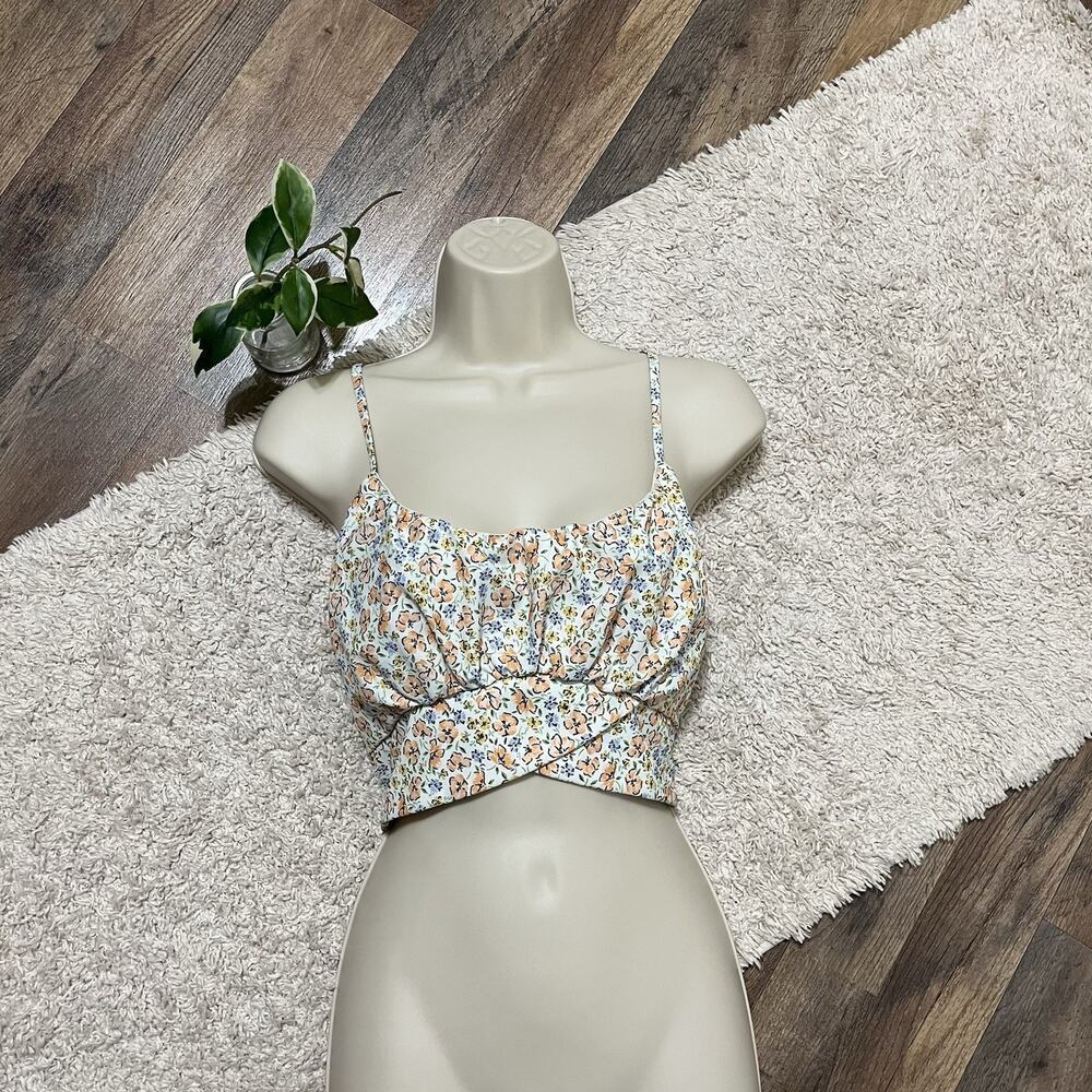 Altar'd State Size Small Floral Tie Back Cropped Crossover Hem Cami Tank Top